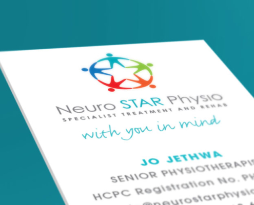 Neuro STAR Physio logo & strap line as they appear on the business card, closeup