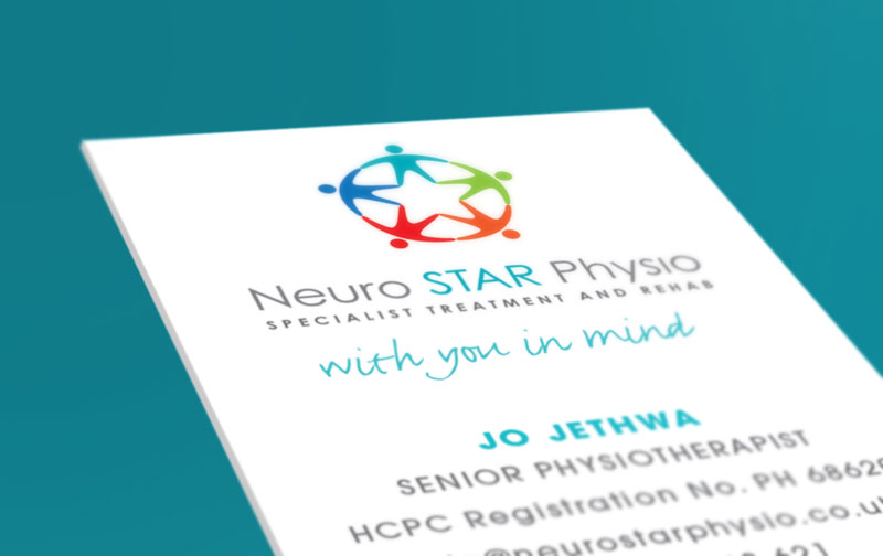 Neuro STAR Physio logo & strap line as they appear on the business card, closeup