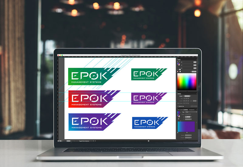 Epok logo design on screen