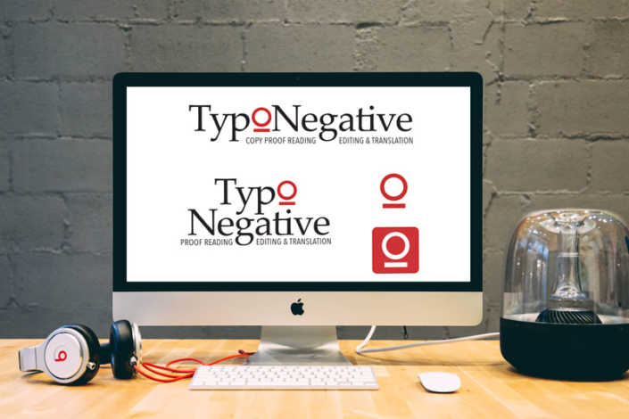 Typo negative logo on laptop