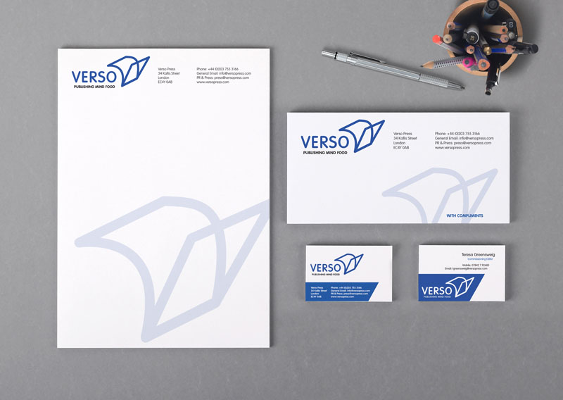 Verso Publishing stationery designs