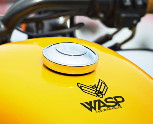 WASP Motorcycles logo on bike tank