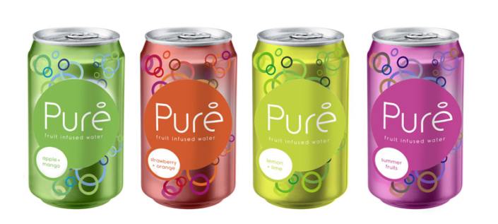 Pure fruit infused water cans
