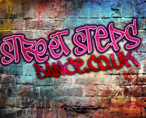 Logo design of StreetStepsdance.co.uk on a brick wall