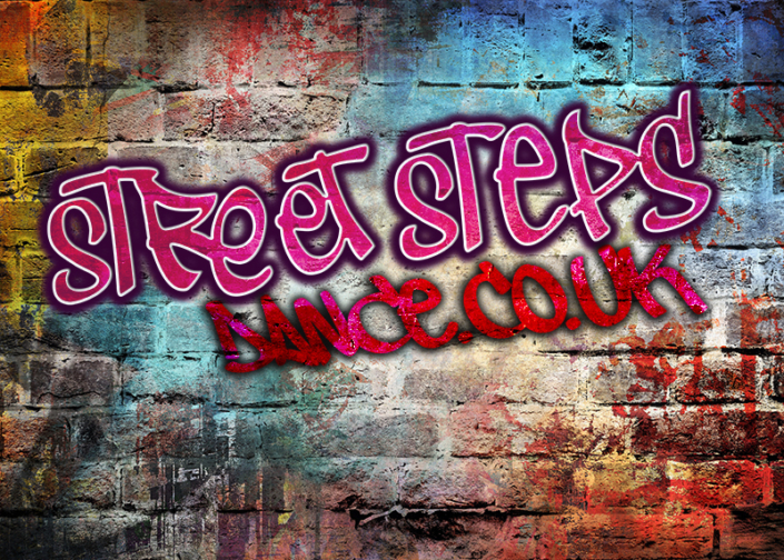 Logo design of StreetStepsdance.co.uk on a brick wall