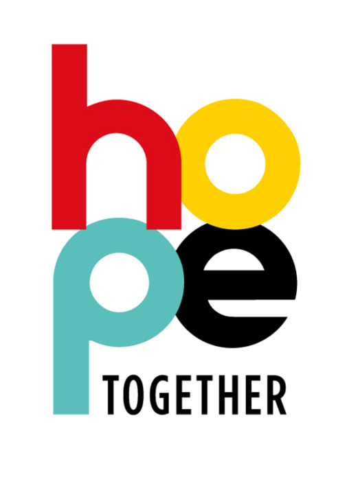 Hope Together vertical logo design. Bespoke drawn letterforms